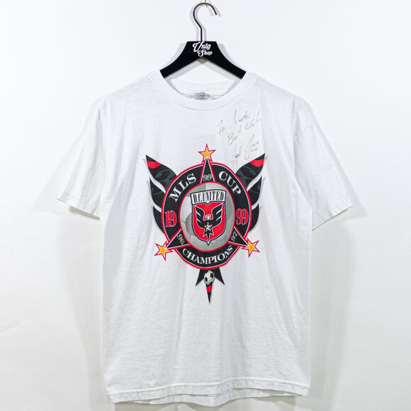 Adidas 1999 MLS Cup Champions DC United Jeff Agoos Autographed T-Shirt Small - Picture 1 of 9